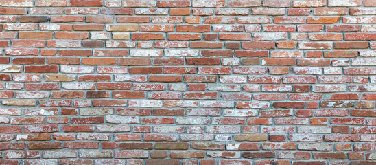 dark texture of old red bricks wall background