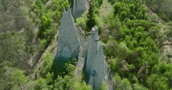 aerial view of Euseigne rock formation in the Swiss alps