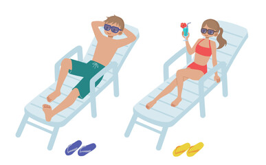 リゾートで寛ぐ男女