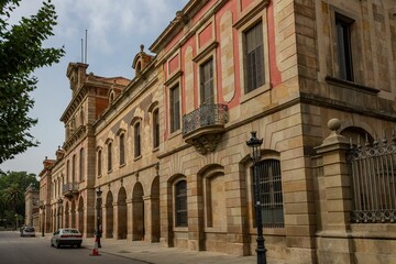 Fototapeta na wymiar Beautiful historic old building in the Ciutadella Park in Barcelona, Catalonia, Spain