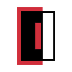 Number Zero or Numeral with Red Rectangle Geometric Shape Vector Illustration