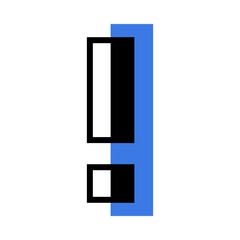 Exclamation Mark with Blue Rectangle Geometric Shape as Punctuation Mark Vector Illustration