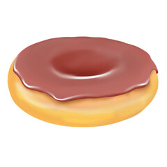 Donut with chocolate topping, oil paint style, digital paint, on white background. Healthy food, casual food hand drawn digital illustration.