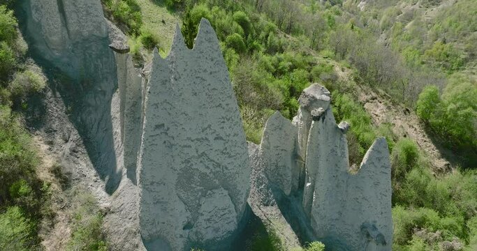 aerial view of Euseigne rock formation in the Swiss alps