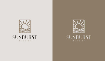 Sunset wave Logo Template. Universal creative premium symbol. Vector illustration