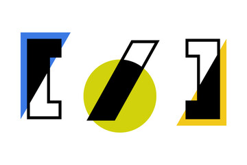 Square Brackets and Slash with Round and Triangle Geometric Shape Vector Illustration