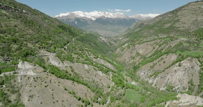 aerial view of Euseigne rock formation in the Swiss alps