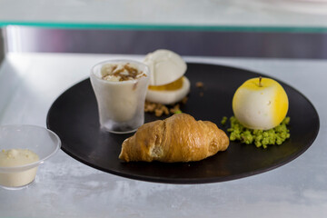 Confectionery on a showcase. Exclusive sweets