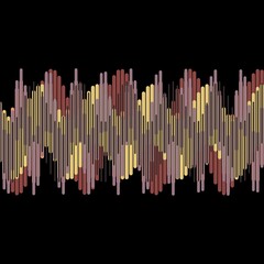 Sound wave with vertical lines on black background