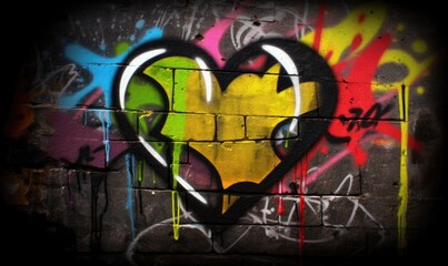 Street art graffiti featuring a heart symbol Creating using generative AI tools