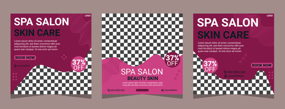 Beauty Center and Spa  Social media post Banner Square Flyer Template Design for marketing. Spa Skin Care Center post design for promotion on social media. Vector template of post design.