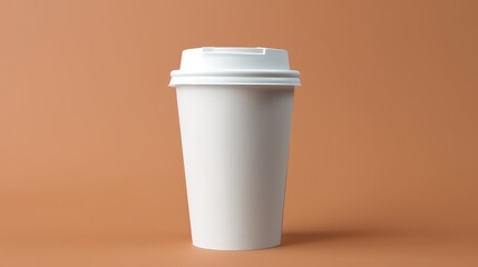 Coffee cup mock up on solid color background