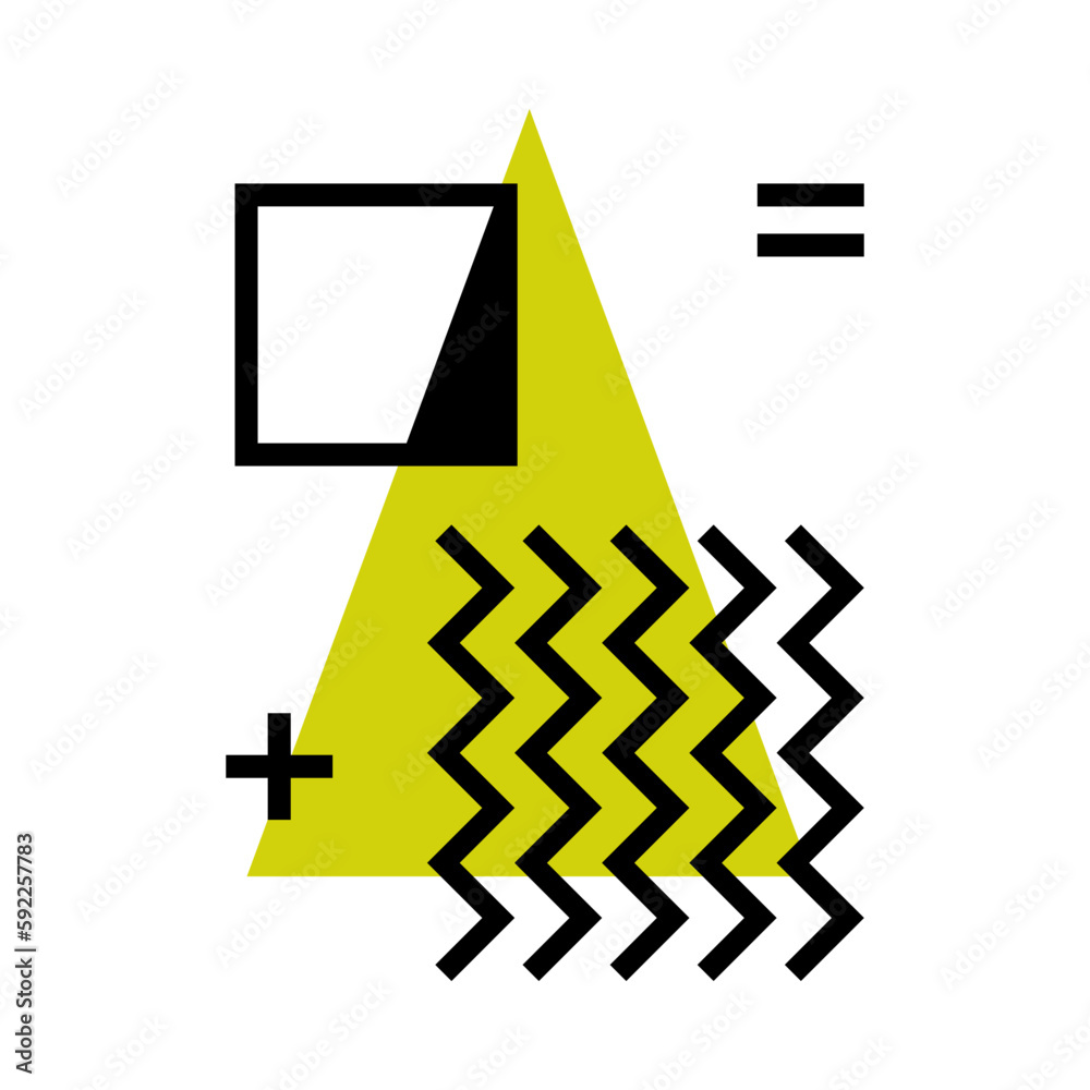 Aufkleber modern black geometric shapes in minimal style and basic form with green triangle vector composition