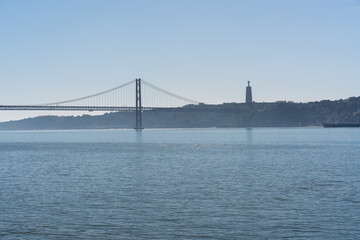 Suspension bridge over the Tagus river in lisbon