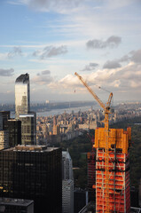 Aerial view of the construction site of a high-rise building in New York, USA