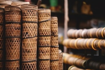 Bambou rotin rotin objet traditionnel fait main artisanat pile à lenteng agung jakarta indonésie