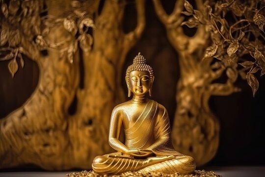Magha Asha Visakha Bucha Day, image dorée de Bouddha. Image douce et style de mise au point fluide