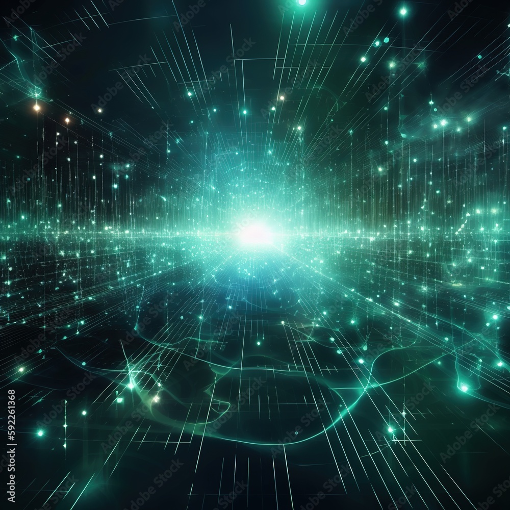 Poster concept of digital cyberspace and digital data network links. high-speed internet data transfer. gen