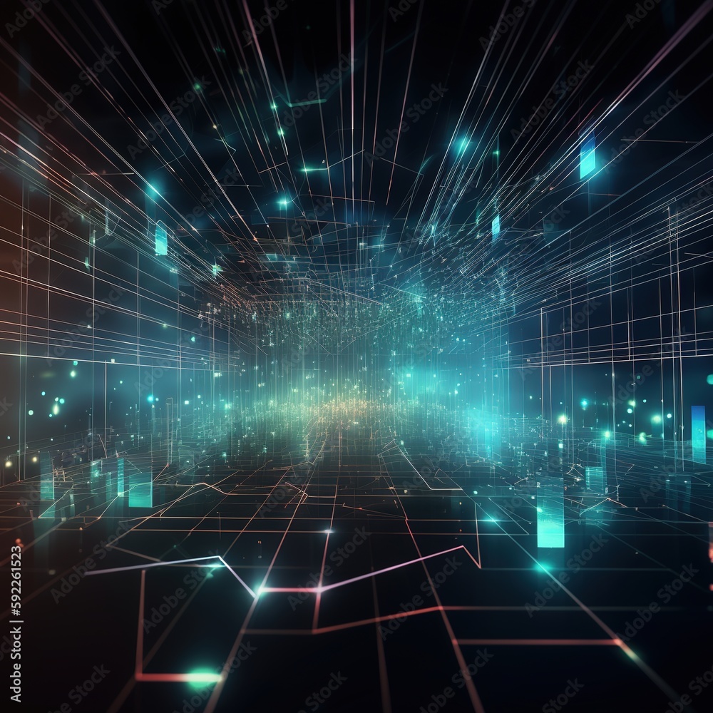 Poster digital cyberspace and digital data network connections concept. transfer digital data hi-speed inte
