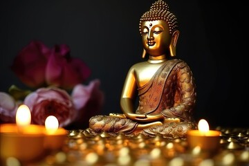 Fototapeta premium Bonne fête du Vesak. Fond d'illustration vectorielle. Magha Puja, Asanha Puja, Visakha Puja Day, concept de vacances bouddhistes.