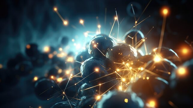 Science background with atoms and melocules