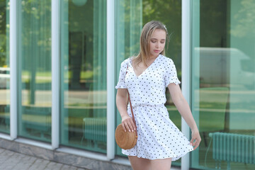 young beautiful woman in dress