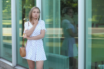 young beautiful woman in dress