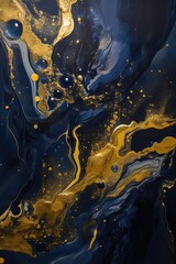 Peinture à l'encaustique, bleu foncé et or