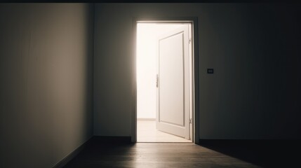 Minimalistic scene with open door