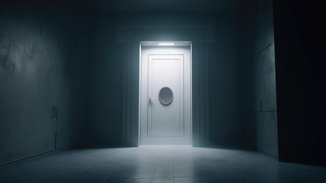 Minimalistic scene with open door