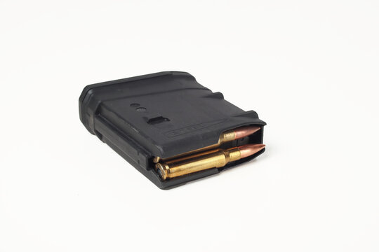 Mag with bullets for the AR 15 rifle. 223 rem