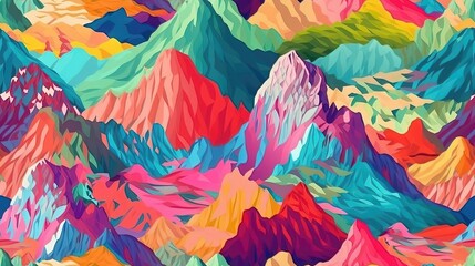 Paysage de montagne aux couleurs vives, ambiance estivale