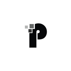 Letter P Pixel Logo Design Element