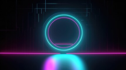 Obraz premium Futuristic background with neon shapes and lights