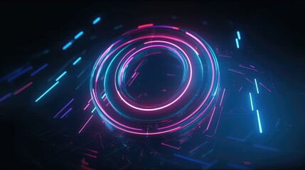 Futuristic background with neon shapes and lights