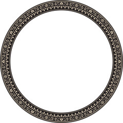 Vector gold and black frame, border, Chinese ornament. Patterned circle, ring of the peoples of East Asia, Korea, Malaysia, Japan, Singapore, Thailand..
