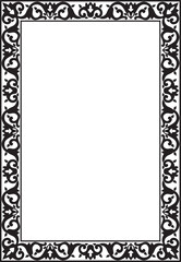 Vector monochrome black square Turkish ornament. Endless ottoman national border, frame..