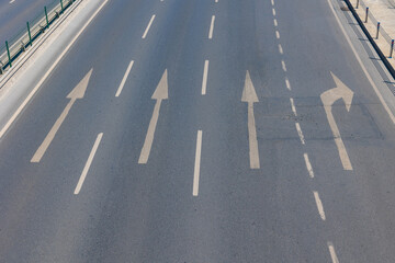 Highway with directional arrows. Transportation background photo
