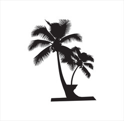 Two beautiful coconut trees silhouette vector art.