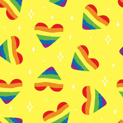 Pattern for pride month with hearts. LGBTQ community illustrations. Vector.