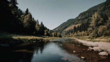 Fototapeta na wymiar Beautifull landscape with mountain and river