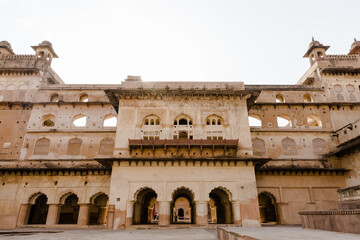 Detail of the Jahangir Mahal Palace in Orchha, Madhya Pradesh, India.