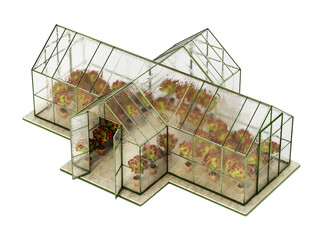 Greenhouse isolated on transparent background. 3D illustration