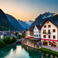 Fototapeta premium houses on the lake