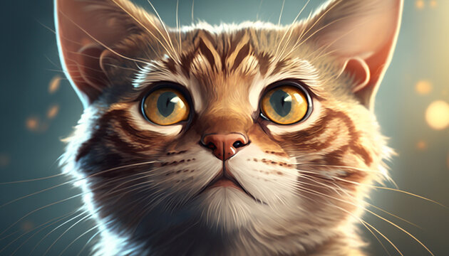 Cat portret in cartoony style AI generated image
