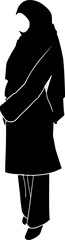 Abstract silhouette of an Arab woman in hijab isolated in a white background, vector image.