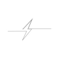 Fototapeta na wymiar One line thunder and bolt lighting isolated on white background. Thunder continuous line sketch. Vector illustration