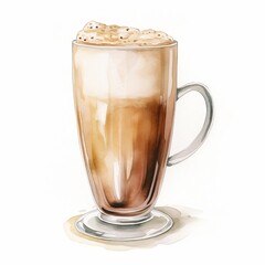 Mocha coffee, watercolor
