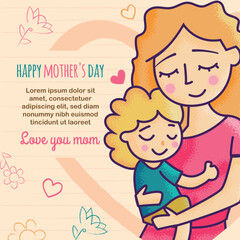 mothers day post template banner children illustration minimalist