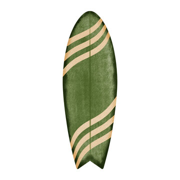 Green Watercolor Surfboard.